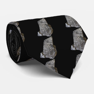 Fossilised Fern Leaves Photo on Black Neck Tie