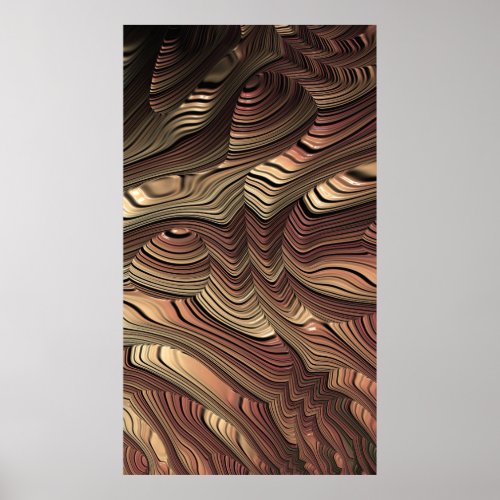 Fossilized Caramel Layers Fractal Abstract Art Poster