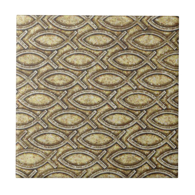 FOSSILIZED JESUS FISH TILE (Front)