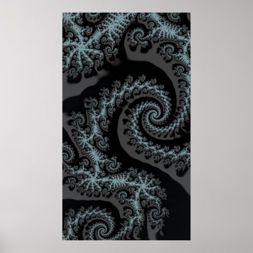 Fossils in the Waves Cool Tribal Fractal Abstract Poster