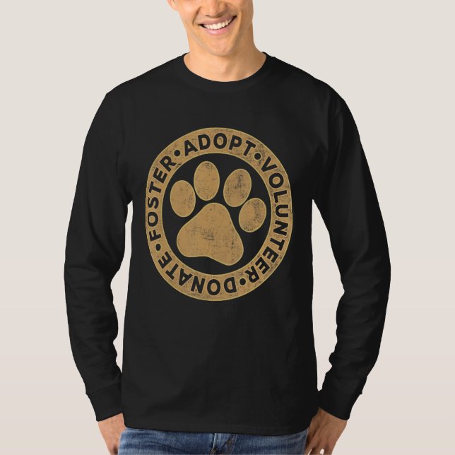 Foster Adopt Volunteer Donate  Retro Animals Rescu T-Shirt (Front)
