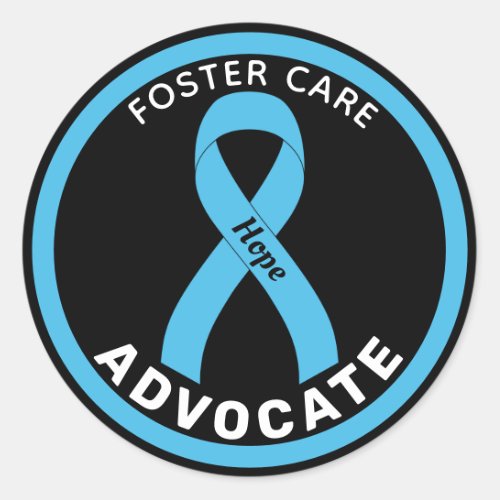 Foster Care Advocate Ribbon Black Round Sticker