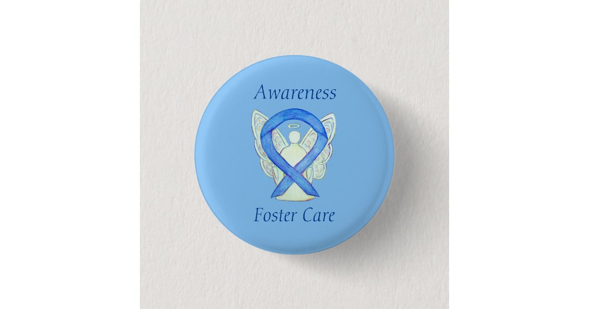 Foster Care Angel Blue Awareness Ribbon Pin | Zazzle