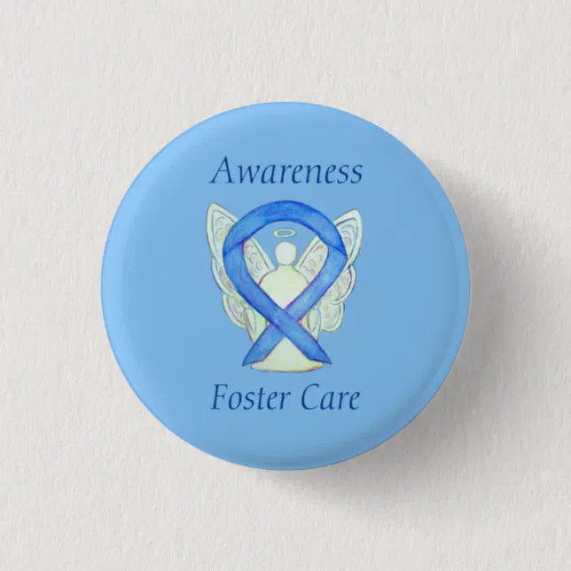 Foster Care Angel Blue Awareness Ribbon Pin | Zazzle