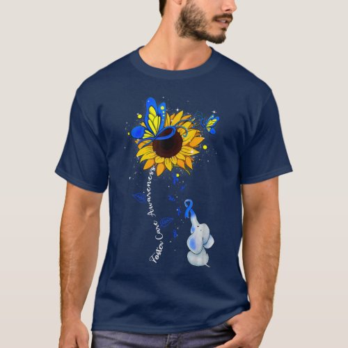 Foster Care Awareness Sunflower Elephant Men Women T_Shirt