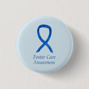 Foster Care Blue Awareness Ribbon Custom Pin
