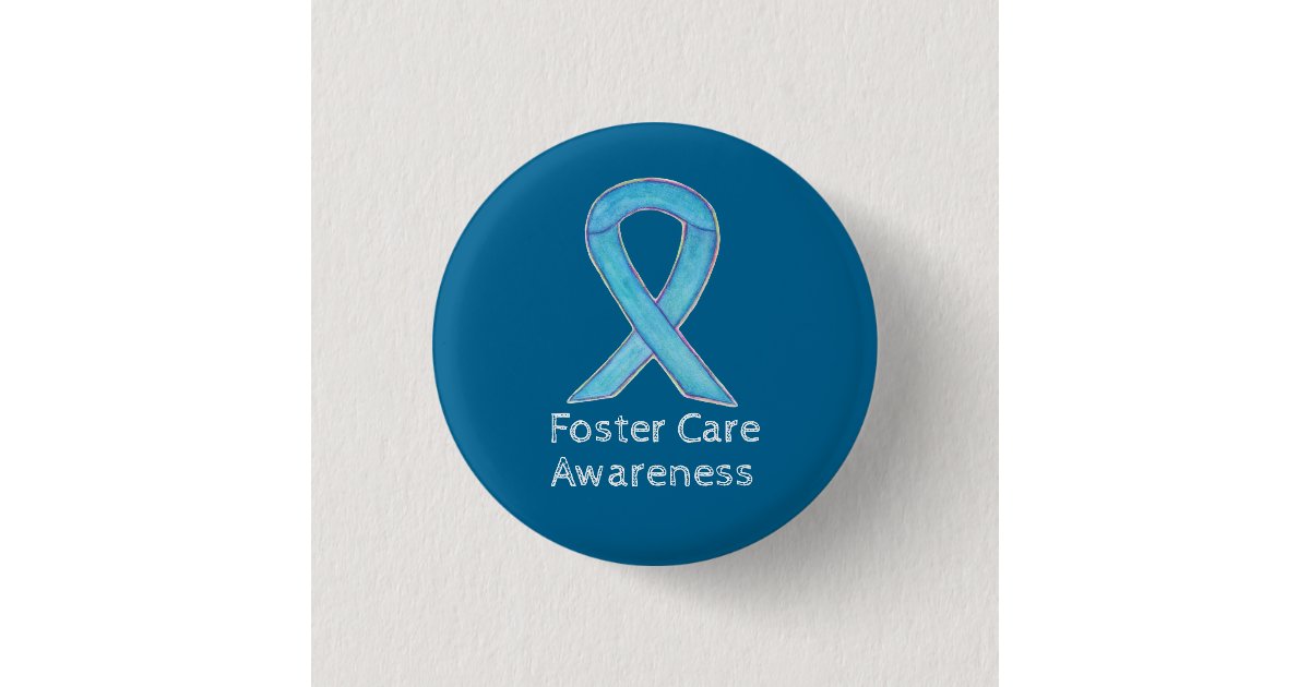 Foster Care Blue Awareness Ribbon Custom Pin | Zazzle