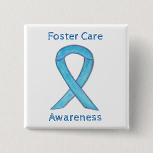 Foster Care Blue Awareness Ribbon Custom Pin