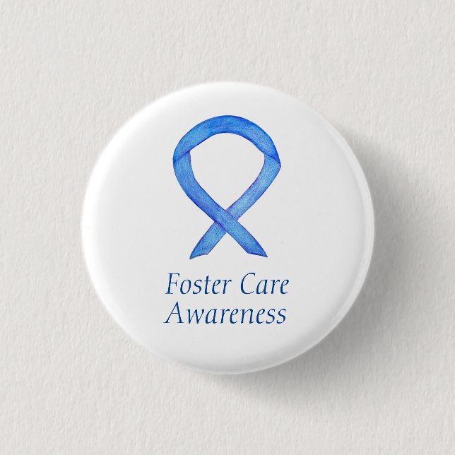 Foster Care Blue Awareness Ribbon Custom Pin (Front)