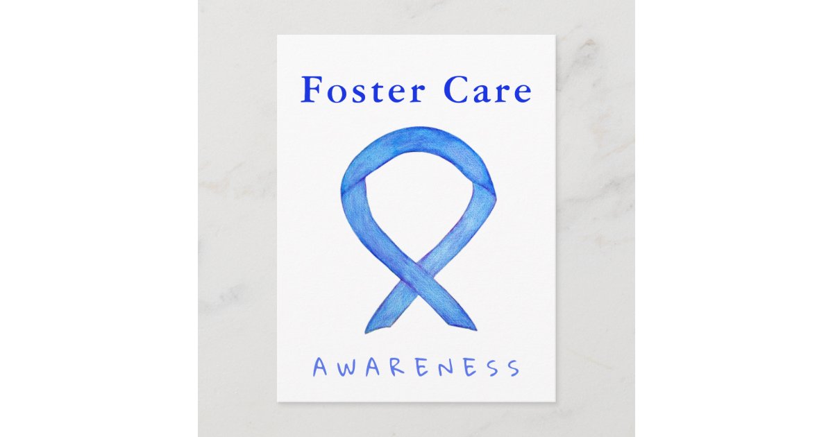 Foster Care Blue Awareness Ribbon Custom Postcards | Zazzle