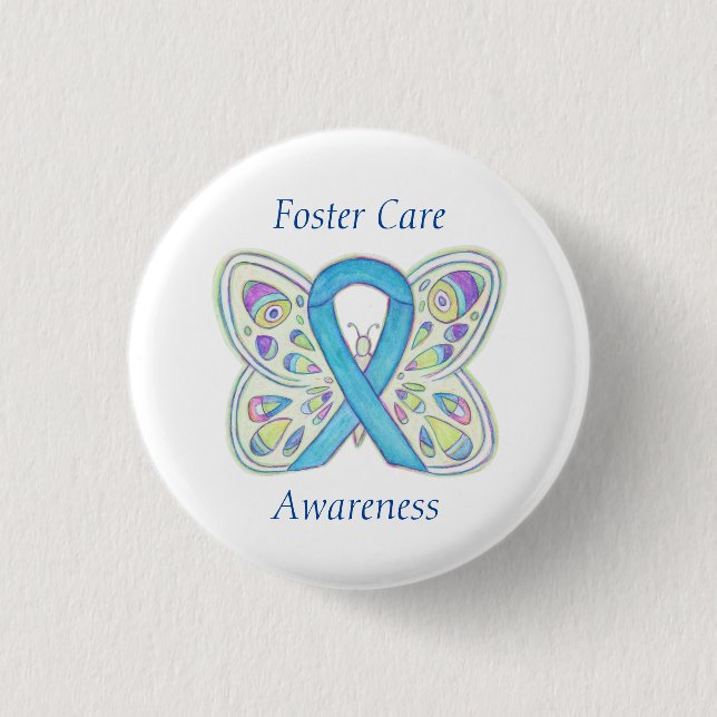 Foster Care Blue Butterfly Awareness Ribbon Pin (Front)