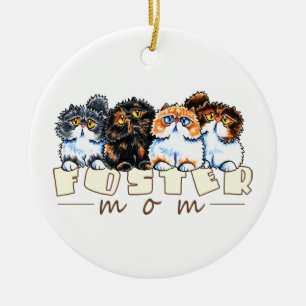 Foster Cat Mom Ceramic Ornament