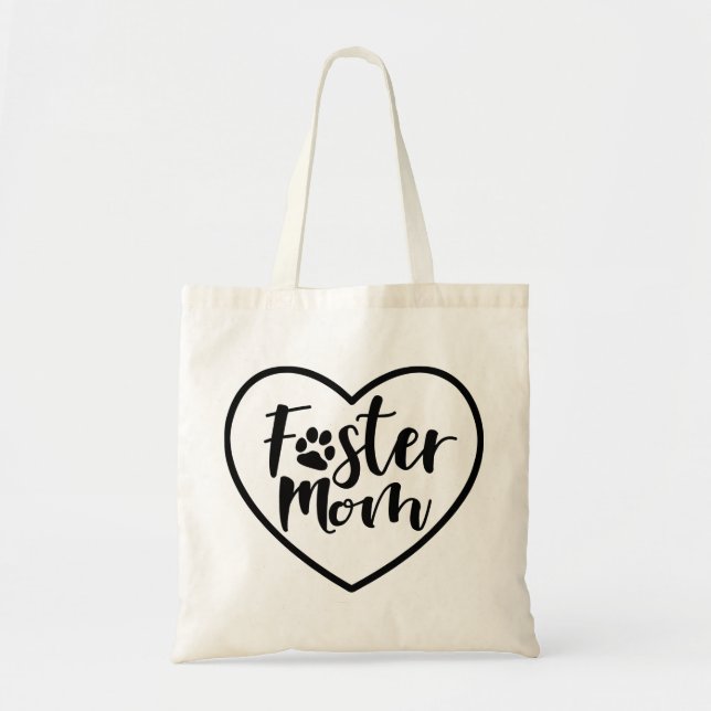 Foster Dog Mom Heart Tote Bag (Front)