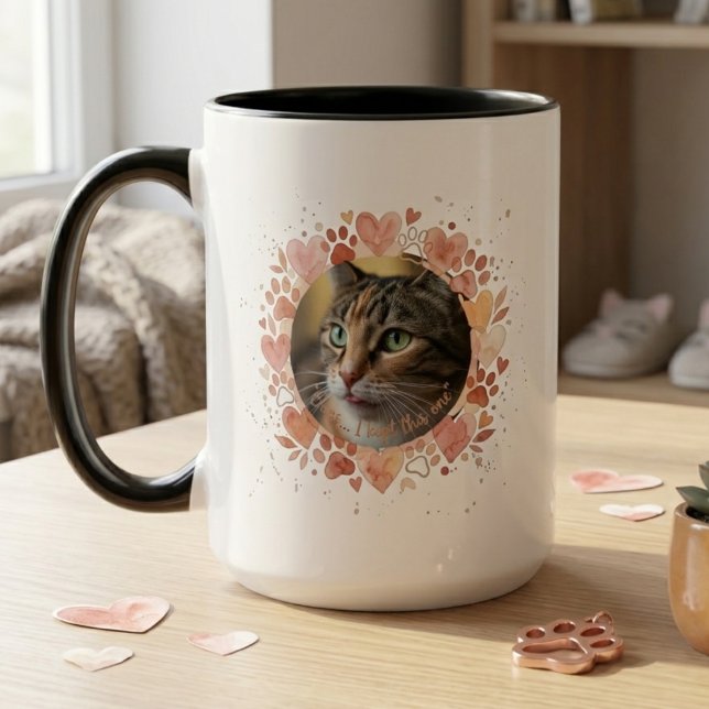 Foster Fail Pet Photo Heart Wreath Gift Mug (Foster failure celebration pet adoption mug)