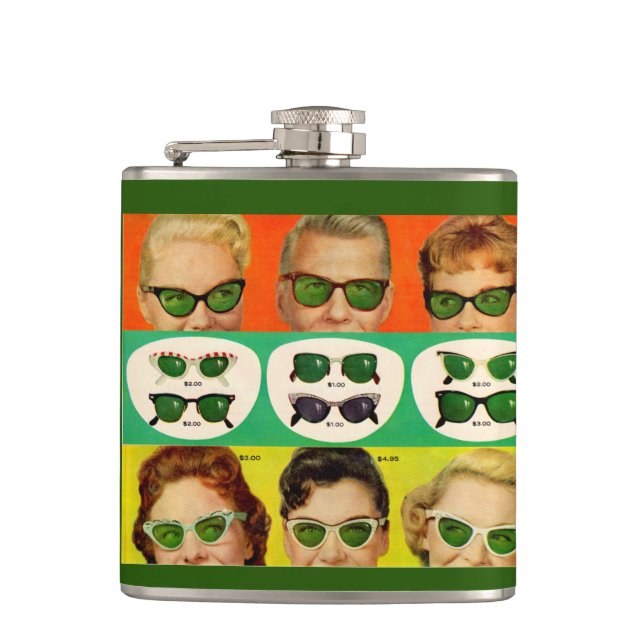 Foster Grant ad 1950s Hip Flask (Front)