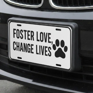 Foster Love, Change Lives Paw Print License Plate
