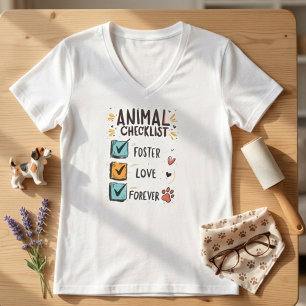 Foster Love Forever Animal Checklist T-Shirt