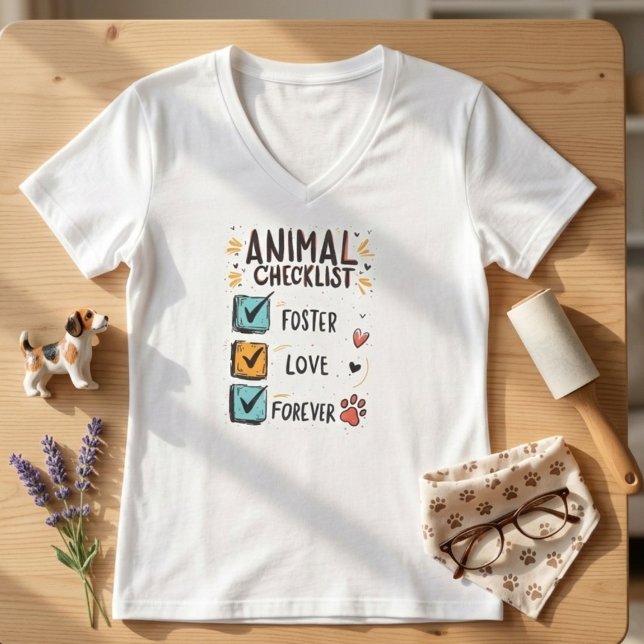 Foster Love Forever Rescue Animal Shirt (Animal checklist foster love forever shirt — thoughtful adoption day gift for rescue advocates.)