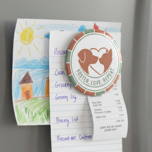 Foster Love Repeat Dog Cat Rescue Advocate Magnet (Foster Love Repeat dog and cat magnet — sweet adoption day gift idea for animal rescue advocates.)