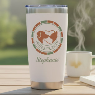 Foster Love Repeat Dog Cat Silhouette Earth Tone Insulated Tumbler