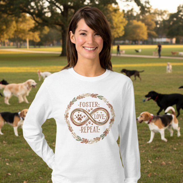 Foster Love Repeat Infinity Paw Print T-Shirt (Pet Foster tshirt)