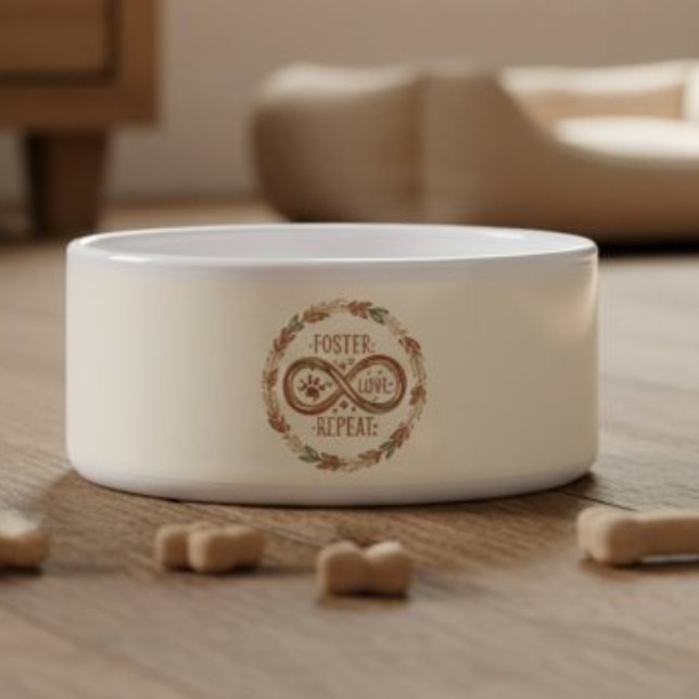 Foster Love Repeat Infinity Rescue Pet Lover Bowl (Foster love repeat infinity pet bowl — heartfelt holiday gift idea for rescue animal advocates.)