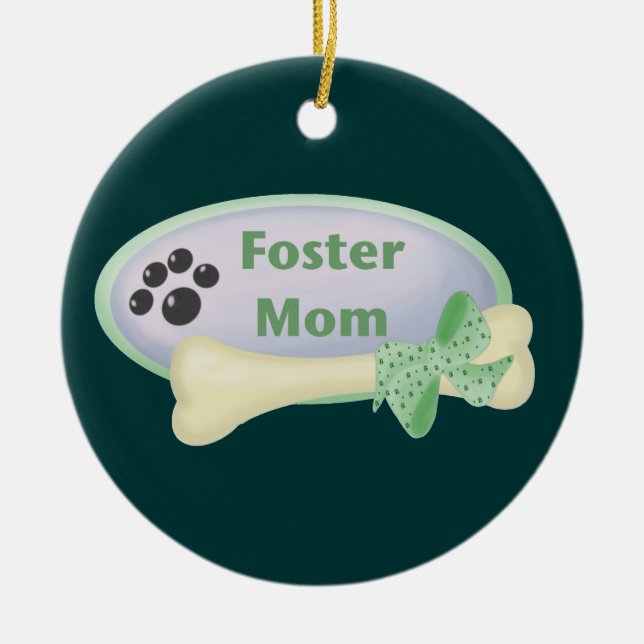 Foster Mom (blue circle) Ceramic Ornament (Front)