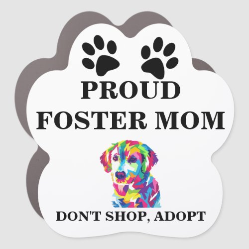 Foster mom colorful dog illustration car magnet