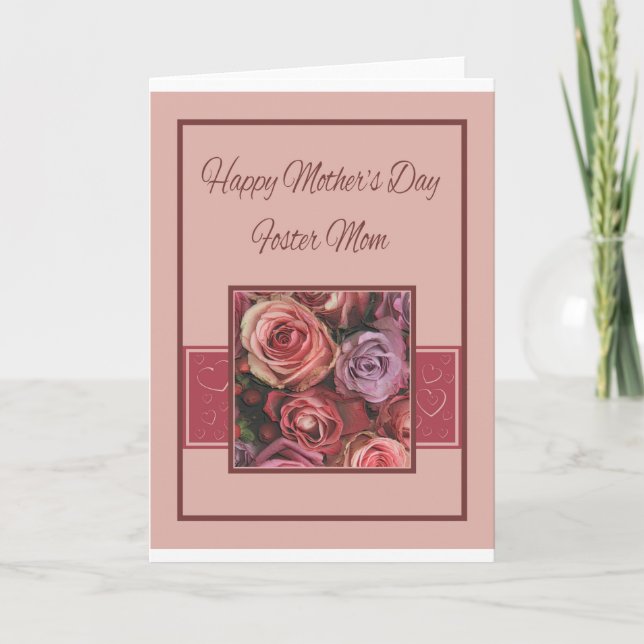 Foster Mom  Happy Mother's Day rose card (Front)