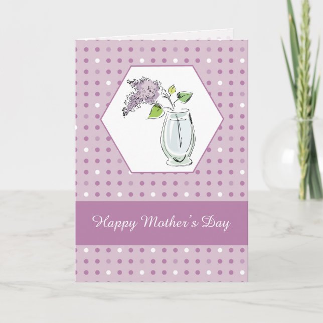 Foster Mom Mothers Day Lilacs in Vase Card (Front)