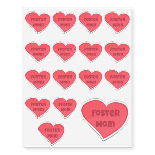 Foster Mom Pink Heart Design Temporary Tattoos