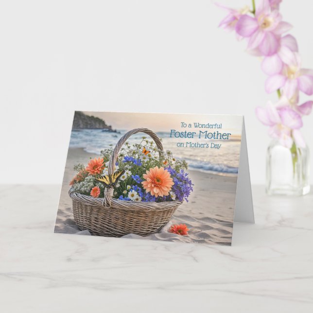 Foster Mother or Mom Happy Mothers Day Beach  Card (Orchid)