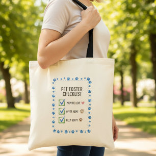 Foster Pet Advocate Animal Lover Checklist Tote Bag