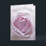 Foster Sister, Birthday card with a pink rose<br><div class="desc">A delicate pale pink rose in close up. A gorgeous Birthday card that you can customize to convey your own sentiments.</div>