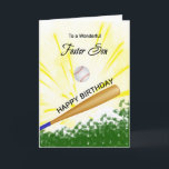 Foster Son Baseball Birthday Card<br><div class="desc">Give your baseball loving foster son a baseball and bat card with an explosive baseball theme! A baseball and bat with the words 'To a wonderful foster son'.</div>
