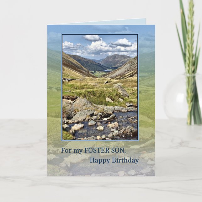 Foster Son Birthday with a Mountain Landscape Card (Front)
