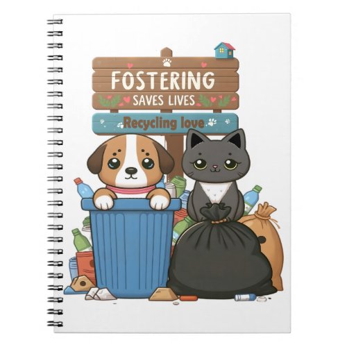 Fostering Saves Lives Design for Animal Lovers Notebook