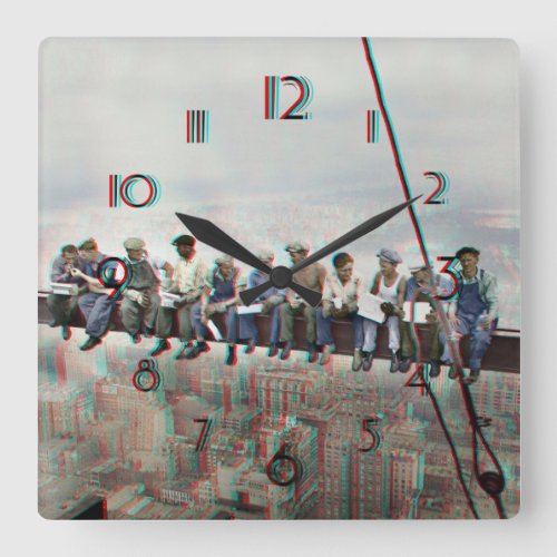 Foto Anaglyph 3D_ Lunch atop Skyscraper New York Square Wall Clock