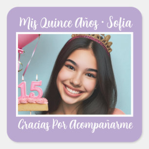 Foto Nombre Mis Quince Gracias Square Sticker