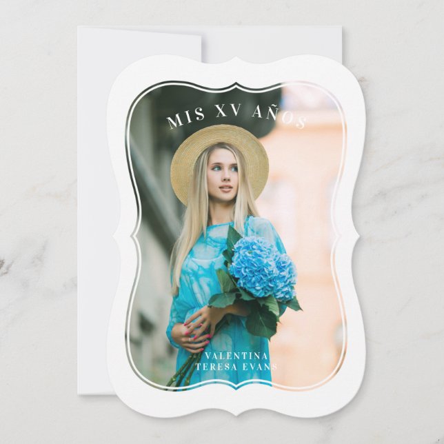 Foto Quinceañera Español Moderno Efecto Corchete (Front)