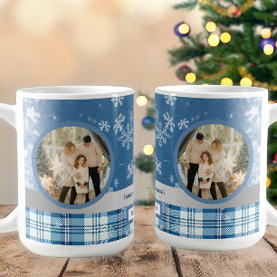 Foto Spanish Feliz Navidad Elegante Azul  Coffee Mug