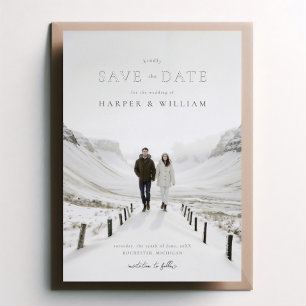 foto wintery wedding save the date foil invitation