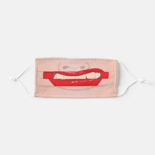 Foul Mouth, Funny Giant Lips Illusion Prank Adult Cloth Face Mask (Front, Folded)