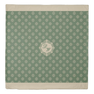 Foulard rosette geometric pattern, sage green duvet cover