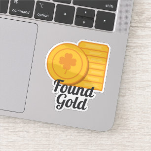 Found Gold St Patrick's Day Gold Coins Sticker