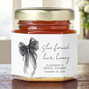 Found Her Honey Black Coquette Bow Bridal Shower Jar Favors