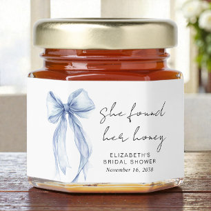 Found Her Honey Blue Coquette Bow Bridal Shower Jar Favors