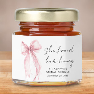 Found Her Honey Pink Coquette Bow Bridal Shower Jar Favors