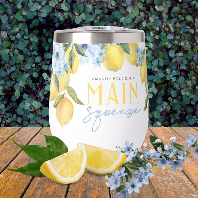 Found Her Main Squeeze Personalized Lemon & Flower Thermal Wine Tumbler (She Found Her Main Squeeze Personalized Lemon & Flower Floral Thermal Wine Tumbler)