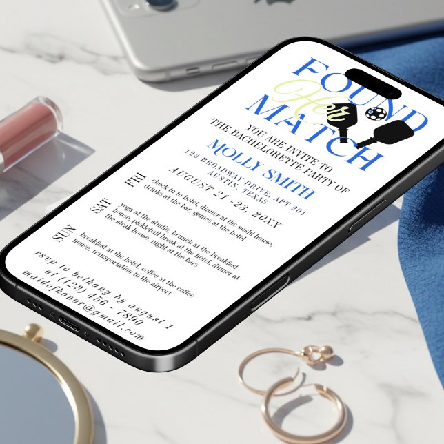 Found Her Match Pickleball Bachelorette Itinerary Invitation (Found Her Match Pickleball Bachelorette Itinerary Invitation)